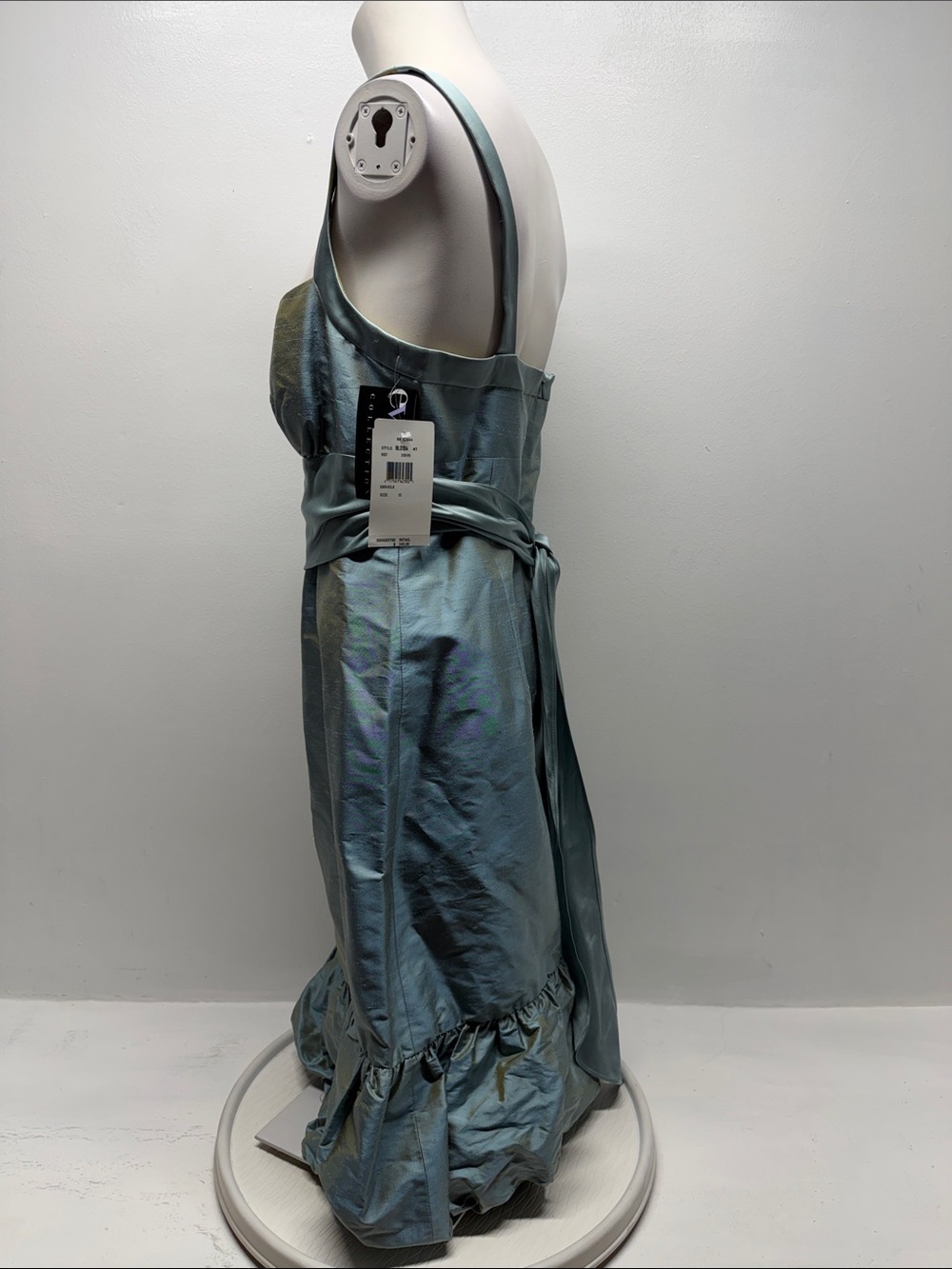 Nicole Miller Dress Midi Sleeveless 100% Silk Chiffon Ruffled Y2K Blue New 10 - Picture 6 of 9